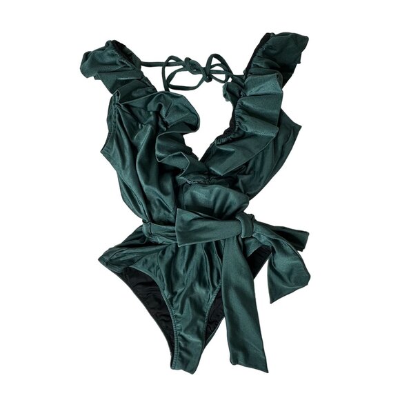 PatBO Other - PatBO Dark Green Ruffle One Piece Swimsuit